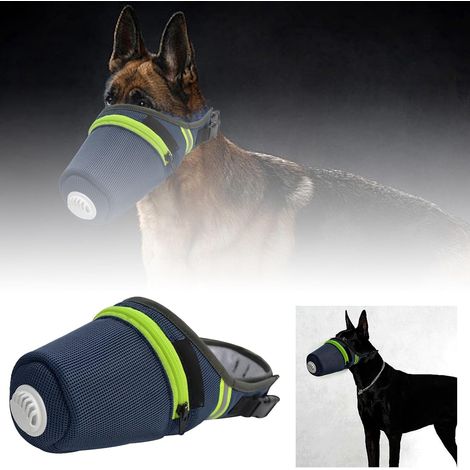 Masque pour chien, réutilisable, respirant, avec filtre à air, masque facial à gaz réglable, masque respiratoire pour chiens de grande et petite taille (gris, taille M) (1/5)