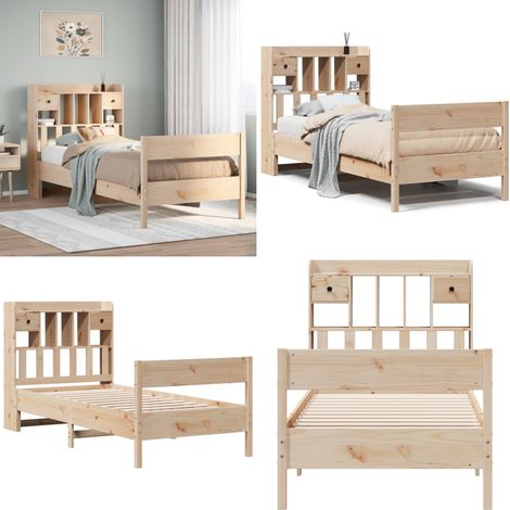 vidaXL Lit bibliothèque sans matelas 75x190 cm bois de pin massif (1/5)