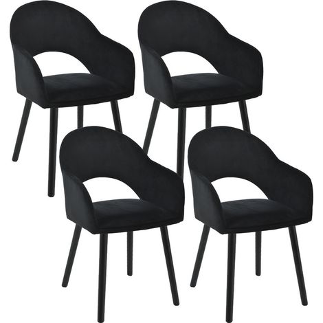 Modern dining chairs with crescent-shaped backrests and ergonomic armrests, combining style and comfort - Set of 4 - Black (1/5)