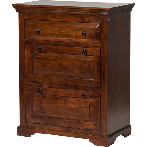 Commode acacia brun foncé laqué 80x45x100 cm (BxTxH) monté OXFORD 904 (1/4)