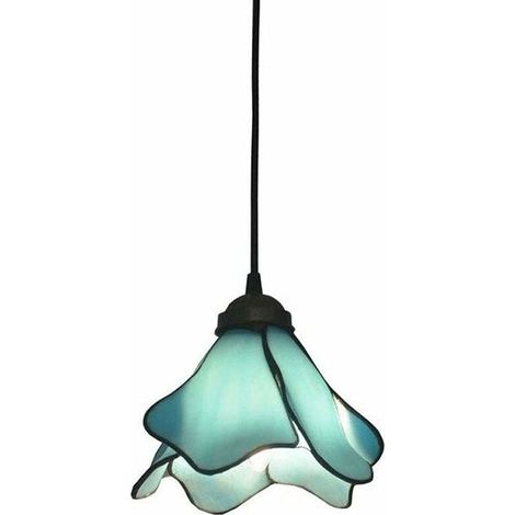 Prix d'usine Européenne Tiffany E27 Suspension Romantique Lustre Méditerranéen Hauteur Réglable Lampe Suspendue En Verre Bleu Salle À Manger Chambre D'enfants Lumière Salon Bureau Couloir Mai (1/5)