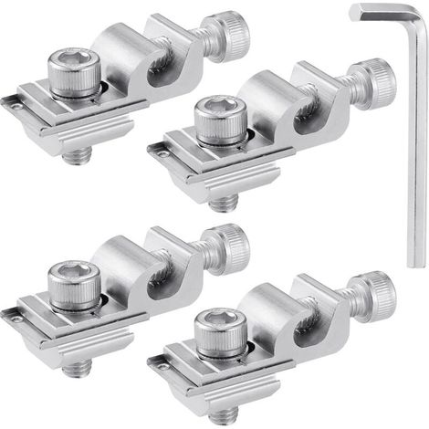 RHG 4Pcs Colliers de Mise à la Terre pour Panneaux Solaires, Fixation Panneau Solaire, Colliers de Mise à la Terre pour Panneaux Solaires avec 1 Clé, Accessoires pour Support Panneau Solaire