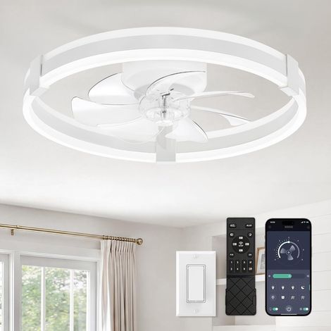 Ceiling Fan with Light 51 cm White, Chandelier Silent Ceiling Fan, DC Motor, APP (1/5)