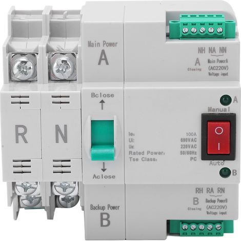 Commutateur de transfert automatique double puissance, Installation sur Rail DIN 2P, sélecteur électrique à commutation rapide, AC 220V (1/5)