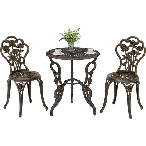 3-Piece Vintage Cast Metal Bistro Set Bronze for Terrace (1/5)