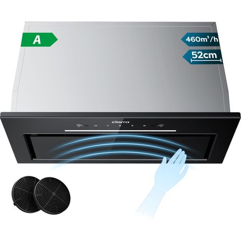 Ciarra Groupe Filtrant 52cm 3 Vitesses 460m3/h Hotte Aspirante Encastrable Tactile et Geste Commande Recyclage ou Evacuation CD5931CB