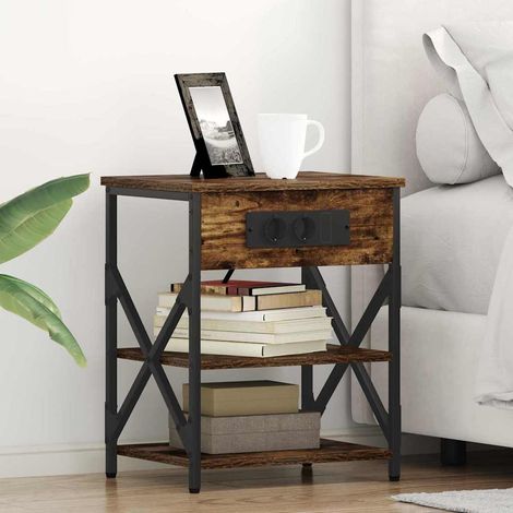 Nachttisch mit Regal 2 pcs Geräucherte Eiche 41 x 31 x 51 cm