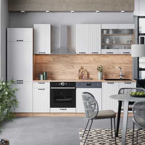 Cuisine Fame-Line, Blanc campagne, 300cm , PT Chêne, Vicco