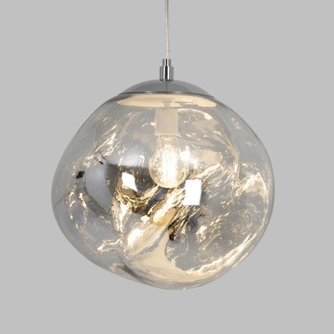 Barcelona Led – Suspension en cristal RAINY – Ø 36cm – Abat-jour en verre et métal – Réglable en hauteur – Compatible ampoule E27 (1/5)