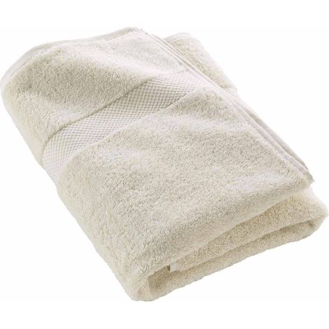 Drap de Douche 70 x 130 cm Elegance Sable, 100 % Coton Uni (1/4)