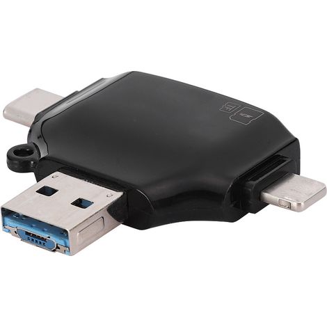 4-in-1 OTG Multifunktions-Speicherkartenleser für iOS-Kameras und Mobiltelefone (schwarz) (1/5)