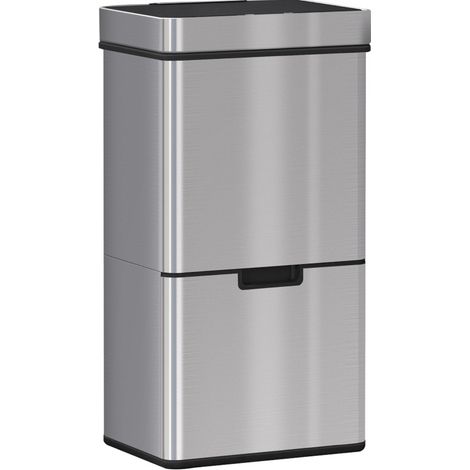 Cestino con sensore 47 L + 2 x 12,5 L in acciaio inox argento (1/5)