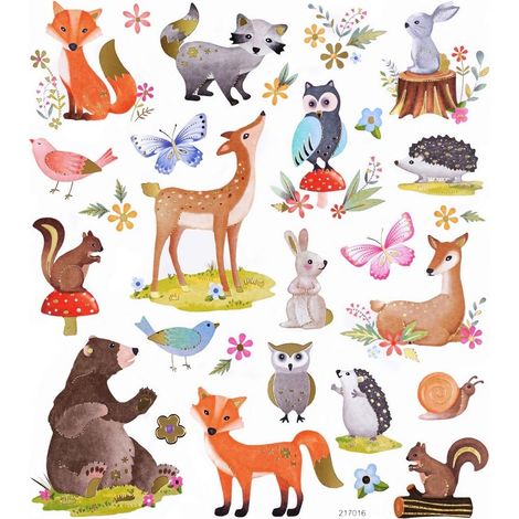 28 autocollants d'animaux de la forêt