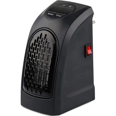 Calefactor termoeléctrico cerámico portátil con ventilador, temperatura regulable, color negro, 400 W, 16 x 10,5 x 8 cm (sin mando a distancia). (1/5)