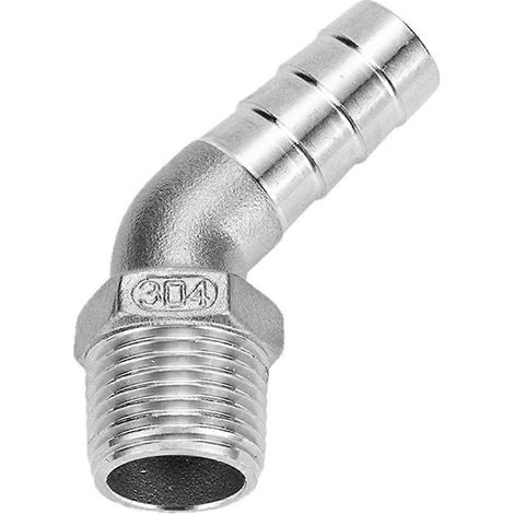 Rohrverschraubungen aus Edelstahl 304, 45°-Schlauchwinkel für Rohre, korrosionsbeständiger und leckagefreier Außengewinde-Rohr-Adapter (DN10×12mm) (1/5)