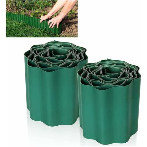 2 piezas de borde flexible para césped de 9 m × 15 cm, valla para césped, borde de jardín de plástico, borde de jardín de PVC para uso exterior – Verde, borde de jardín flexible (1/5)