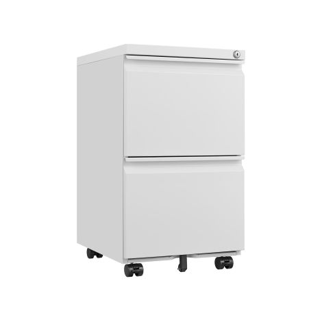 Classeur mobile acier 2 tiroirs avec serrure sur roulettes, meuble bureau compact dossiers A4 lettre légal sécurisé (1/5)