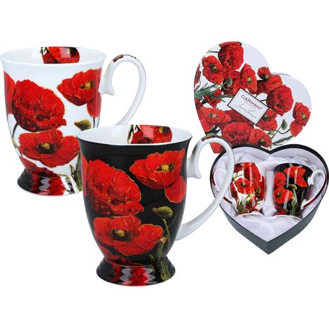 Juego de 2 tazas con forma de corazón L lozano maki cerámica regalo 300ml (1/5)