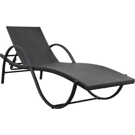 Maison Exclusive - Sonnenliege mit Auflage Poly Rattan Schwarz (1/5)