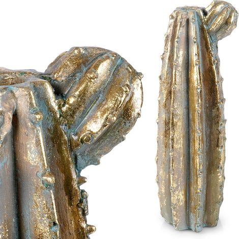 Vaso dorato per fiori, composizioni floreali, decorazioni, statuetta di cactus (1/5)