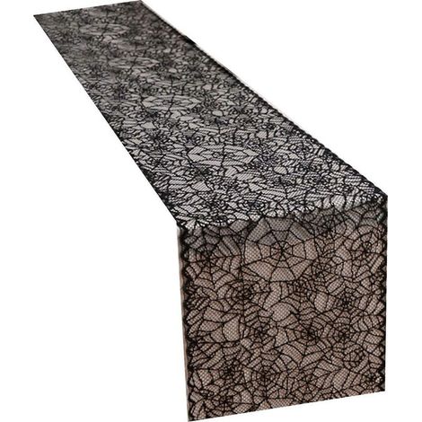 Nappe en dentelle gothique, décoration d'Halloween, en polyester, facile d'entretien et facile à ranger, motif toile d'araignée (1/5)