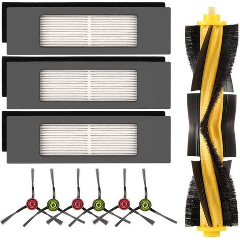 Repuestos para aspiradoras robot Ecovacs DEEBOT OZMO 920 950 T8 AIVI Max T9 T5 N5 N7 N8+ N8 Pro Plus DX55 DX93 DJ65: Kit de accesorios, 1 cepillo principal, 3 filtros HEPA, 6 cepillos laterales (1/4)