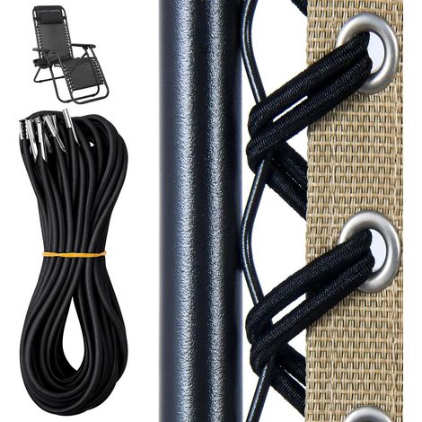 Kit de remplacement de corde pour fauteuil zéro gravité, corde élastique universelle de réparation pour fauteuil inclinable, noire (1/5)