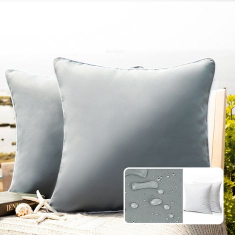 Outdoor Waterproof Decorative Throw Pillow, 18" x 18", Gray, Pack of 2 (1/5)