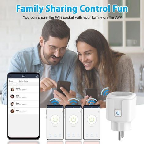 Prise Connectée Wifi - 16 A 3680 W - Mesure Consommation Électrique - Pour Domotique Maison - Pack De 4 (1/5)
