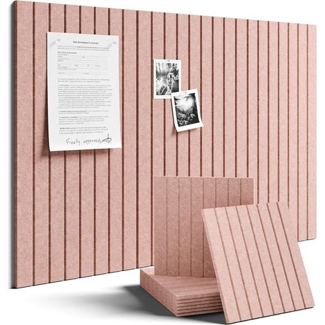 Tableau d'affichage mural en feutre rose 30 x 30 cm, lot de 6 panneaux décoratifs, panneau mémo pour bureau, chambre et salle de classe (1/5)
