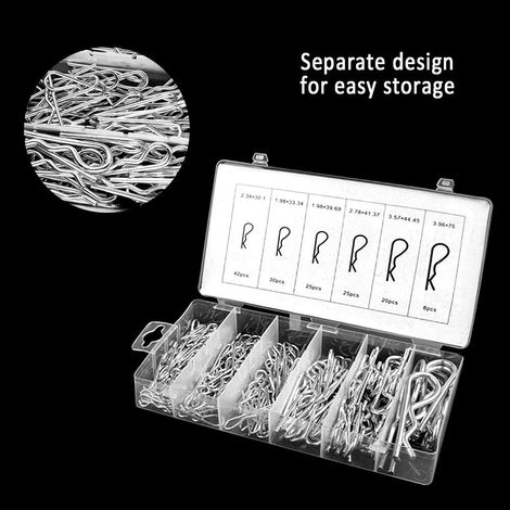 Goupilles Fendues, 150 Pcs Goupilles Fendues Acier Peuvent Être Appliqués aux Voitures Remorques Échafaud, Goupille en r Existe 6 Tailles Différentes avec Boîte en Plastique-Fei Yu (1/4)