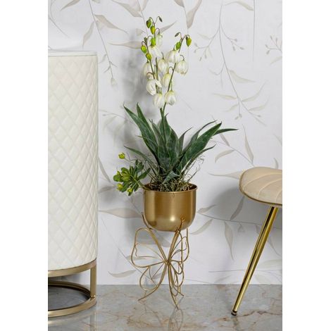 Dmora Portavasi Gollans, Complemento d'arredo, Articolo Decorativo, Accessorio d'arredo, Oro, 22x22 h40 cm