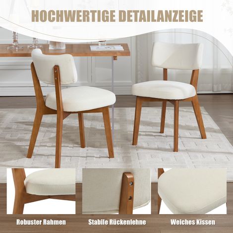 Lot 2 chaises mid-century, pieds bois massifs, assise lin beige respirant, cuisine moderne, bureau élégant ou salle à manger design (1/5)