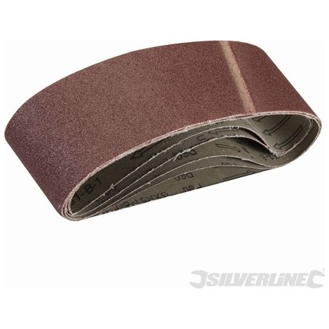 Silverline – Bande abrasive de ponceuse 75 x 533 mm grain 60 – Lot de 5 bandes en oxyde d'aluminium – Pour ponçage bois et métal – 308931