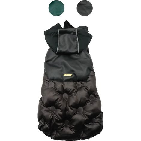 Giubbotto imbottito Pea Black 25 cm: Giubbotto imbottito Pea Black trapuntato con cappuccio