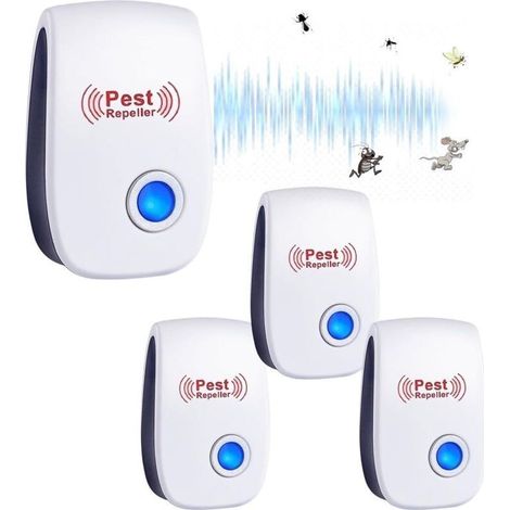Ultrason Anti Moustique, 4 Pack Répulsifs à ultrasons, Intérieur Répulsif Électronique & Répulsif Moustique Ultrason Anti pour Insectes, Moustiques, Fourmis, Rats, Araignées (1/5)