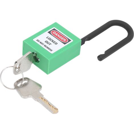 Cadenas de sécurité vert 38mm avec 2 clés pour chantiers, usines et hôpitaux - Résistant à la poussière et isolant (1/5)