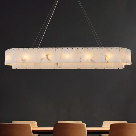 Suspension rectangulaire en albâtre, adaptée aux salles à manger, salons, chambres et couloirs. (1/5)