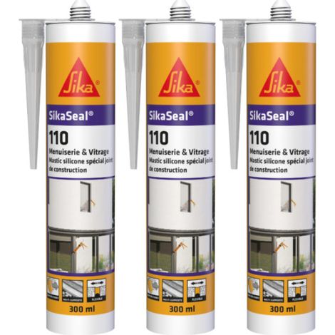 3er-Set Silikon-Dichtstoffe SIKA SikaSeal 110 Schreinerei &amp Verglasung - Transparent - 300ml