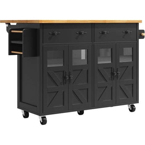 ELVMI Carrello da Cucina con 1 Cassetto, Ripiani Regolabili e 5 Ruote con Freno, per Cucina e Soggiorno, Nero (1/5)