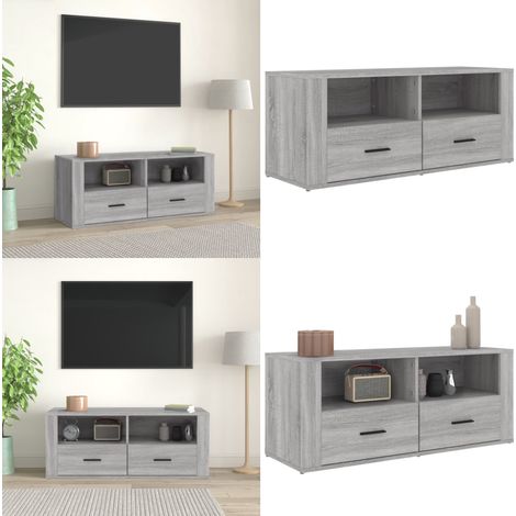 Meuble TV Sonoma gris 100x35x40 cm Bois d'ingénierie - Meubles Tv - Meuble Tv - Support Tv - Unité Tv - Meuble Audio - Home & Living