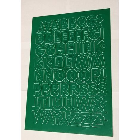 Letras autoadhesivas de papel metalizado de 3,5 cm, color verde.