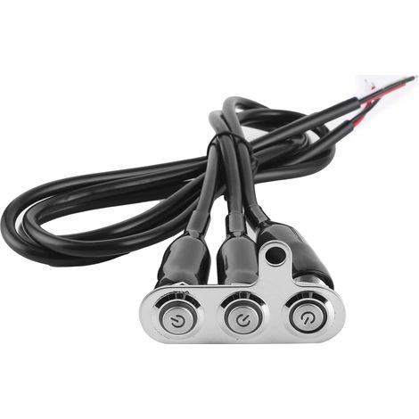 Commutateur de guidon de moto 12V acier inoxydable guidon de moto bouton de commutation de feux de brouillard LED Support de Modification bouton poussoir de commande(Three switches) (1/5)