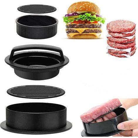 [JAMAIS UTILISÉ] Presse Burger, Presse à Burger, Presse à Hamburger, 3 en 1 Presse à Hamburger, Kit de Moule à Hamburger antiadhésif, Presse à Burger & Steak haché (1/4)