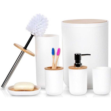 Set da bagno bianco, 6 pezzi (1/5)