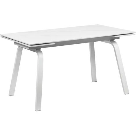 Table extensible 140/200 cm céramique blanc marbré et métal - TOSHIRO (1/5)