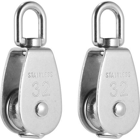 AIDUCHO 2 Stück Heberollen aus Edelstahl 304 mit 250 kg Tragfähigkeit, Kabelrolle, einzelne M32-Rolle für Drehkran-Drahtseil - 32 mm (Silber) (1/5)