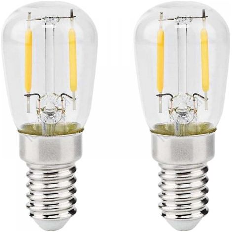 2 Lampadina Led Filamento E14 2W 220V 220LM Freddo 6500K Per Frigorifero Vetro Trasparente
