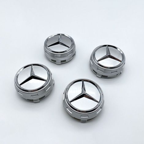 75-mm-Radkappe, kompatibel mit Mercedes-AMG-Felgennabenkappe, Radnabenkappe für Autos, ABS-Felgenzubehör, Ersatz-Radnabenabdeckung, 4er-Set – Silber