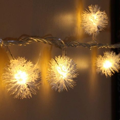 De Boules de Neige, 8.2ft / 20 LED Guirlande Lumineuse de Noël aveCôtélécommande, étanche Décoration pour Intérieur Et Extérieur Fête de Mariage Sapin de Noël (Blanc Chaud)-Fei Yu